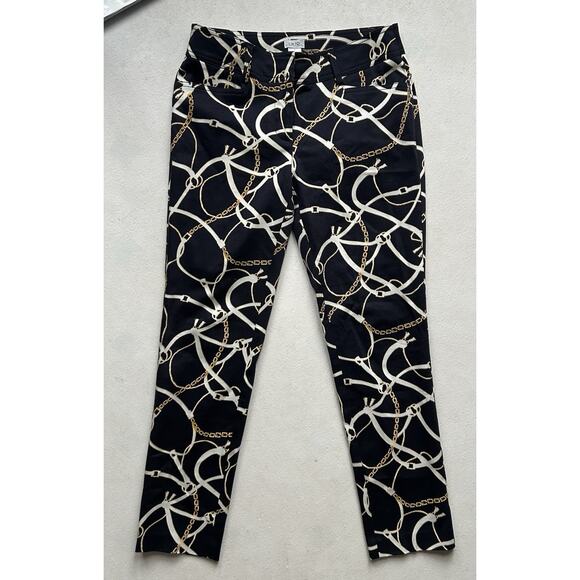 CACHE Women’s 2 Bridle Print Stretch Slim Trouser Pant Black Gold Chain - Picture 5 of 10